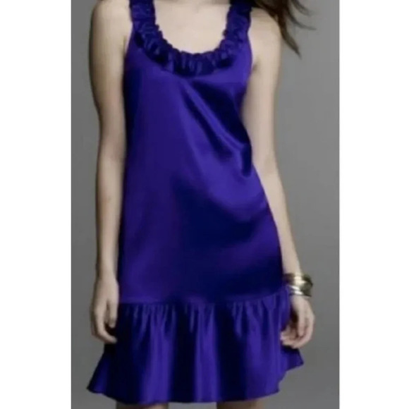 Express Purple Silk Racerback Ruffle Slip Dress Size XS - Picture 1 of 4